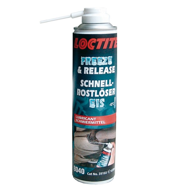 Средство для демонтажа с охлаждением LOCTITE LB8040. Аэрозоль 400 мл. Высвобождает приржавевшие и застрявшие детали с помощью шоковой заморозки.