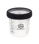 SCH-651P Стакан пластиковый многоразовый жесткий 650мл Schtaer-Premium с мерными делениями и запорным кольцом