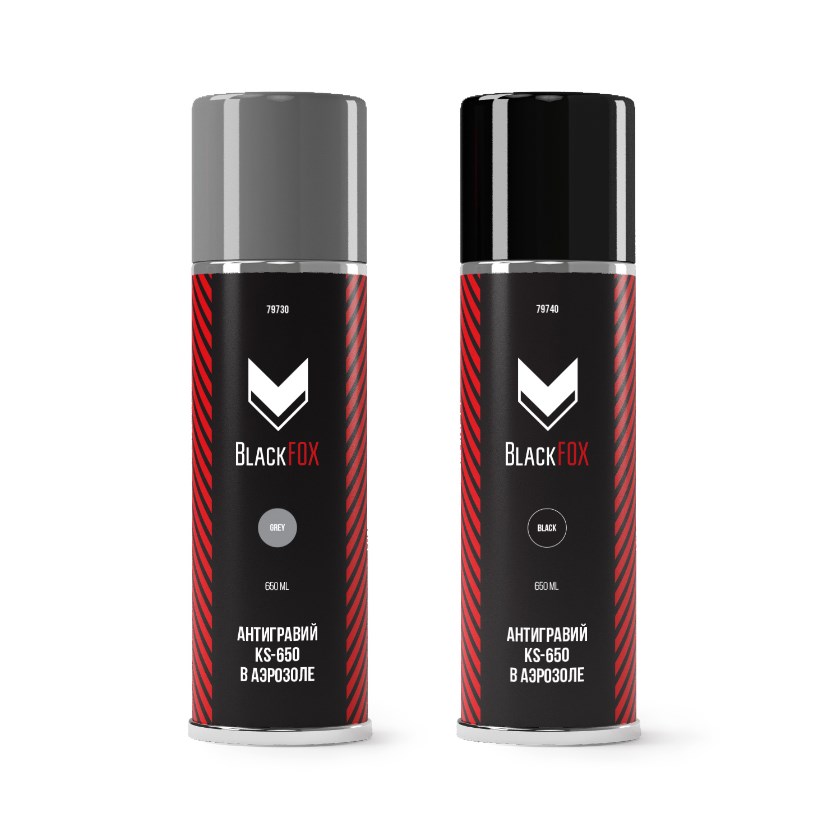 79740Антигравийное покрытие BlackFox ЧЕРНОЕ ОКРАШИВАЕМОЕ KS-650ml аэрозоль