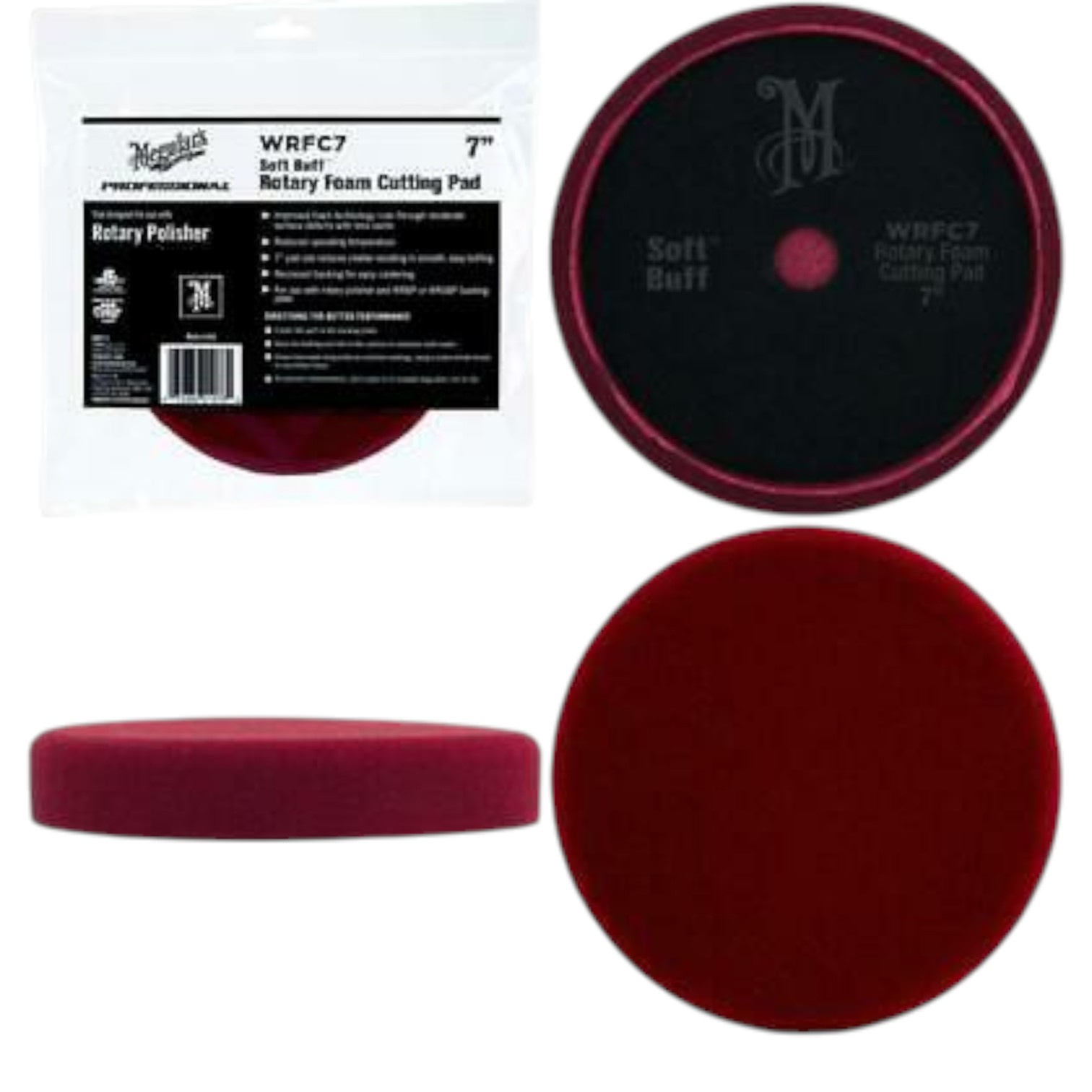 WRFC7 Полировальник жесткий поролоновый Rotary Foam Cutting Pad 178мм (бордовый)